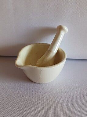Vintage White Porcelain Apothecary Mortar & Pestle